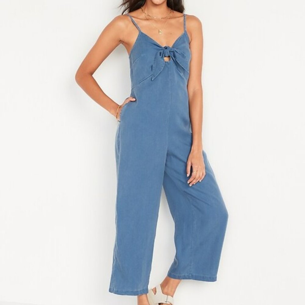 Sleeveless Tie-Front TENCEL™ Lyocell Jumpsuit New NWT